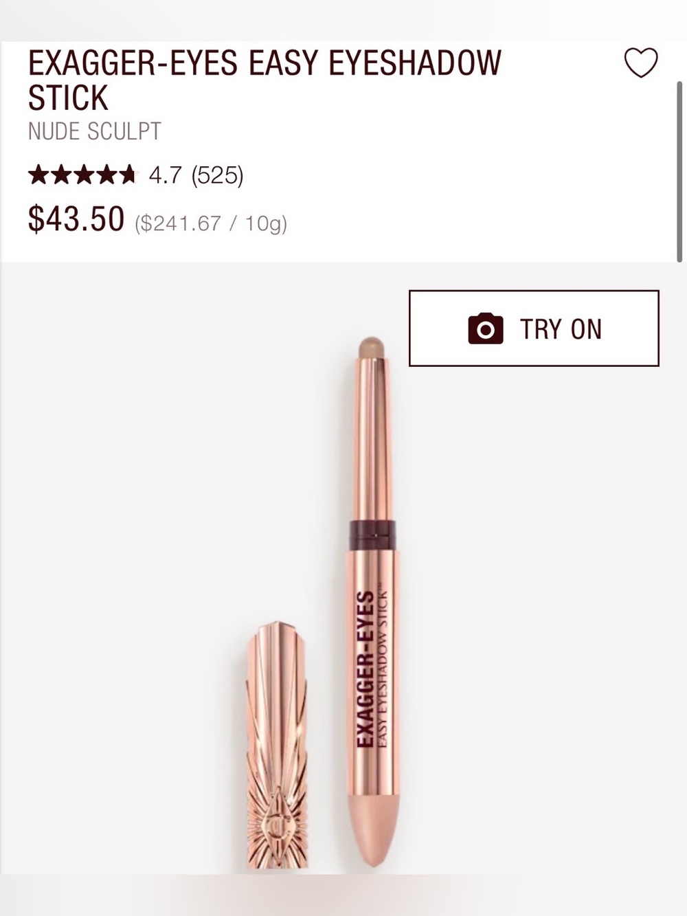 Charlotte Tilbury EXAGGER-EYES EASY EYESHADOW STICK - Nude Sculpt